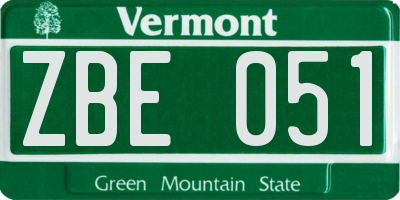 VT license plate ZBE051