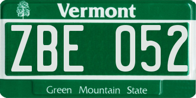 VT license plate ZBE052
