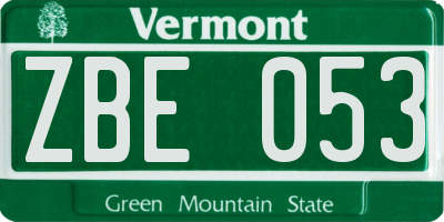 VT license plate ZBE053