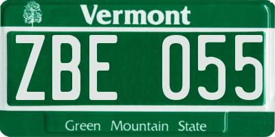 VT license plate ZBE055