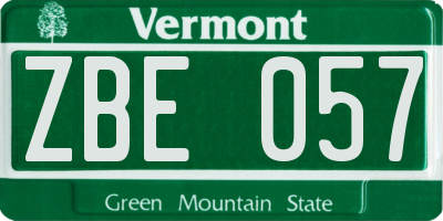 VT license plate ZBE057