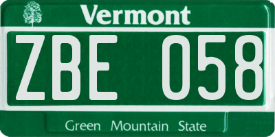 VT license plate ZBE058