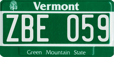 VT license plate ZBE059