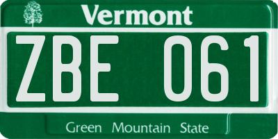 VT license plate ZBE061