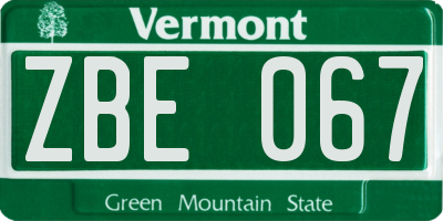 VT license plate ZBE067