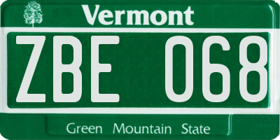VT license plate ZBE068