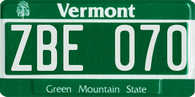 VT license plate ZBE070