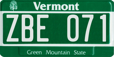 VT license plate ZBE071