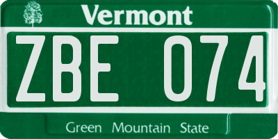 VT license plate ZBE074