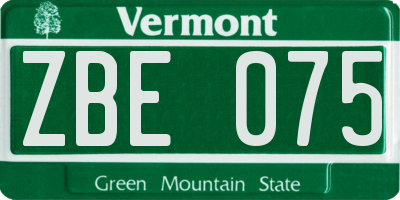 VT license plate ZBE075