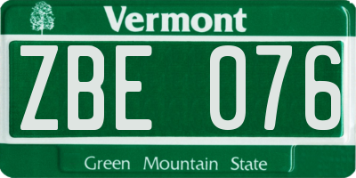 VT license plate ZBE076