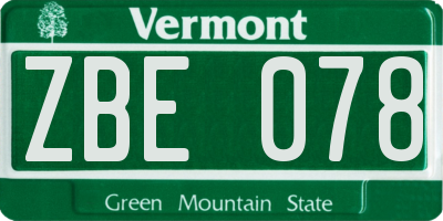 VT license plate ZBE078