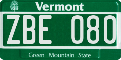 VT license plate ZBE080