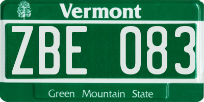 VT license plate ZBE083
