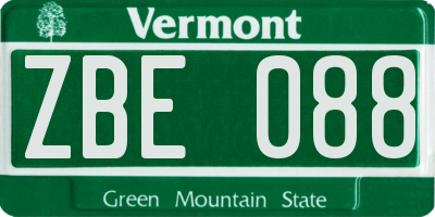 VT license plate ZBE088