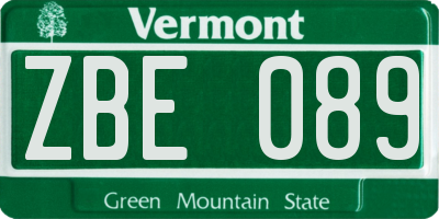 VT license plate ZBE089