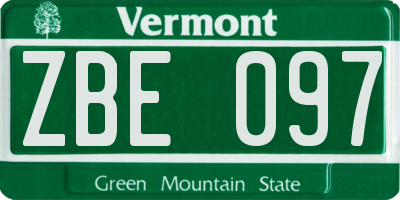 VT license plate ZBE097