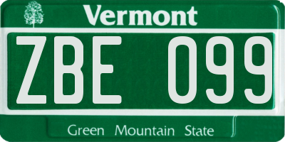VT license plate ZBE099