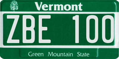 VT license plate ZBE100