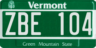 VT license plate ZBE104