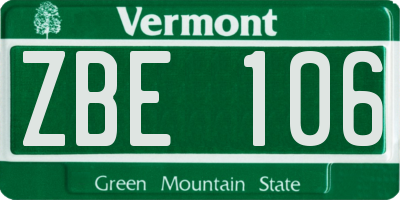 VT license plate ZBE106