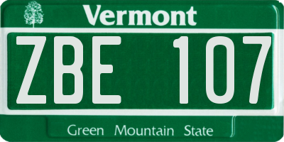VT license plate ZBE107