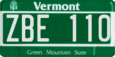 VT license plate ZBE110
