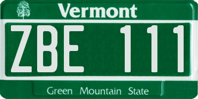 VT license plate ZBE111