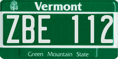 VT license plate ZBE112