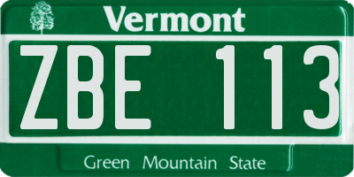 VT license plate ZBE113