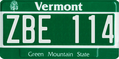 VT license plate ZBE114