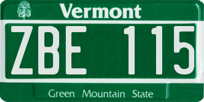 VT license plate ZBE115