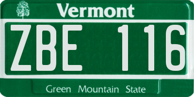 VT license plate ZBE116