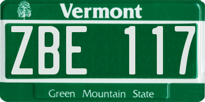 VT license plate ZBE117