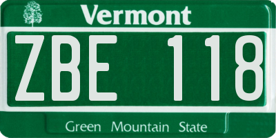 VT license plate ZBE118