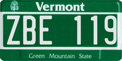 VT license plate ZBE119