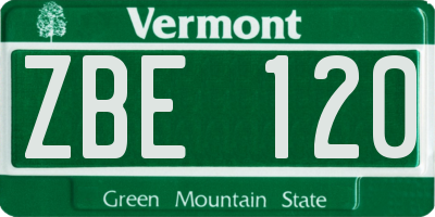 VT license plate ZBE120