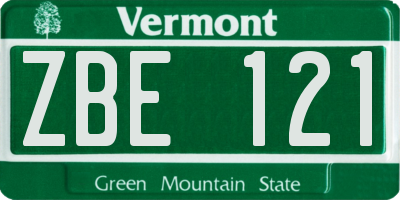 VT license plate ZBE121