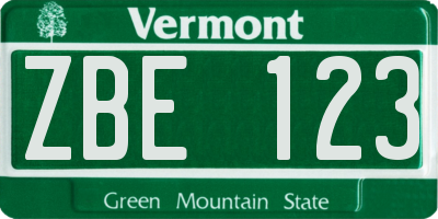 VT license plate ZBE123