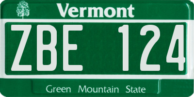VT license plate ZBE124