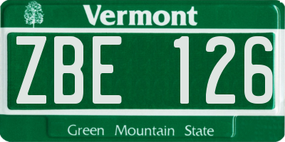 VT license plate ZBE126