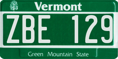 VT license plate ZBE129