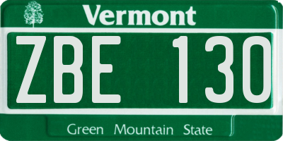 VT license plate ZBE130