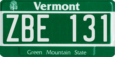 VT license plate ZBE131