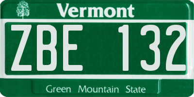 VT license plate ZBE132