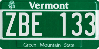 VT license plate ZBE133