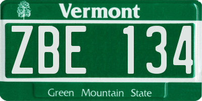 VT license plate ZBE134