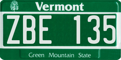 VT license plate ZBE135