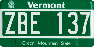 VT license plate ZBE137