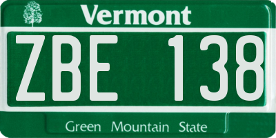 VT license plate ZBE138